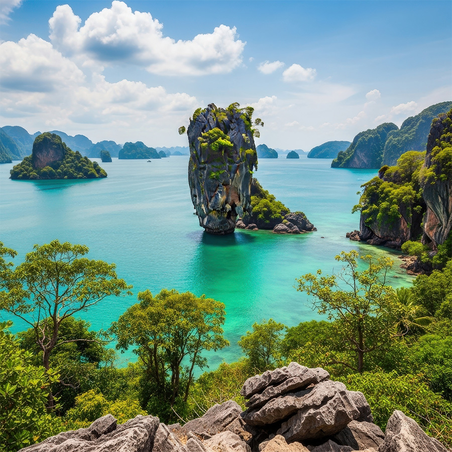 Tropische Inseln und türkisblaues Meer bei Phuket
