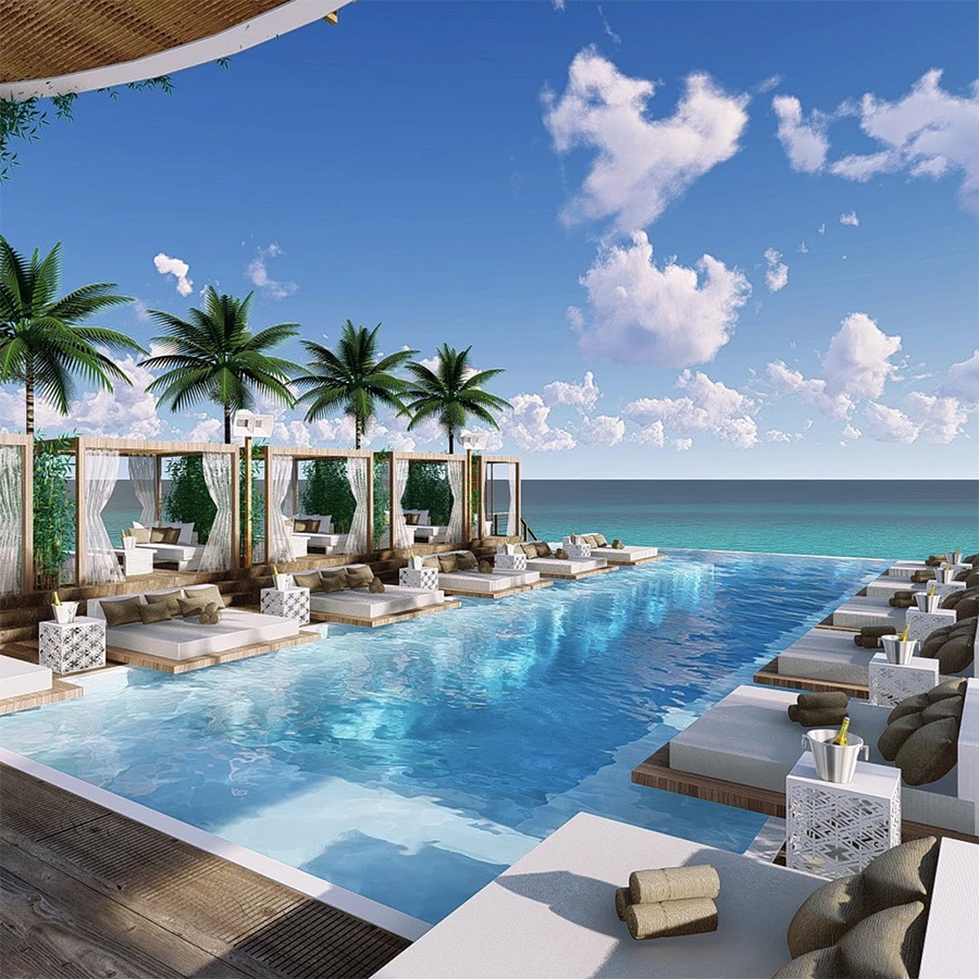 Pool und tropische Urlaubskulisse in Phuket, Thailand
